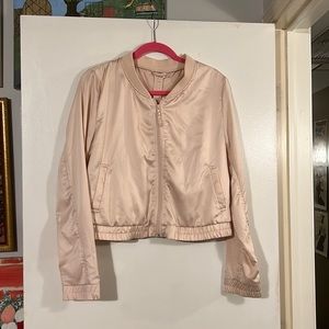 H&M pink satin baseball jacket